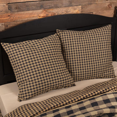 Black Check Fabric Euro Sham 26x26 VHC Brands - The Fox Decor
